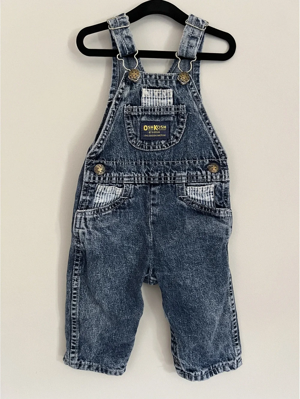 Vintage OshKosh B'Gosh Union Tag Medium Wash w/ Conductor Stripe Detail Overalls